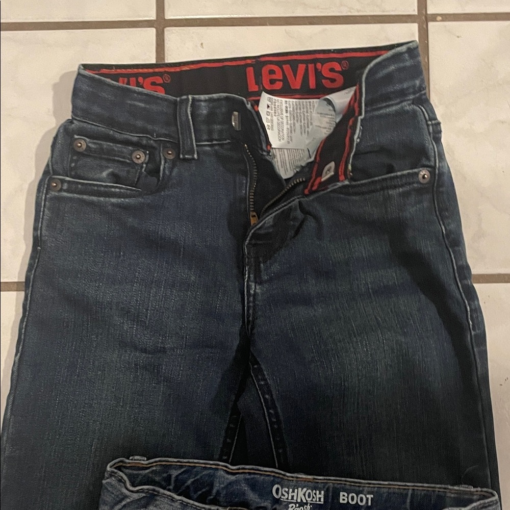 Levi's boy Blue Jeans size 7 and Oshkosh size 7 and Arizona Jean size 7